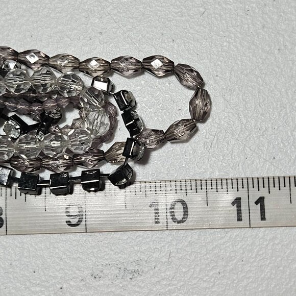 American Eagle Elegant Crystal Beaded Layered Necklace Multi Strand Silver Tone - Picture 7 of 7